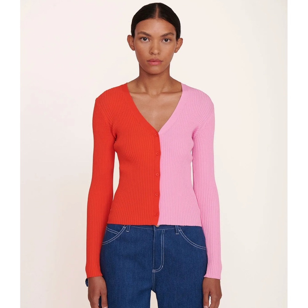 RD Style Orange and Pink Ribbed Cardigan